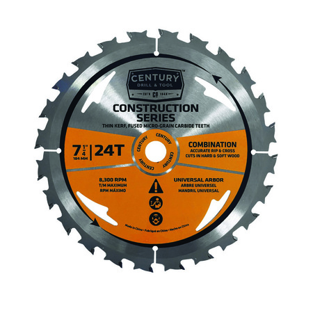 CENTURY DRILL & TOOL Circular Sawblade General Construction Grade 7-1/4 24T Univarbor Combo 13201